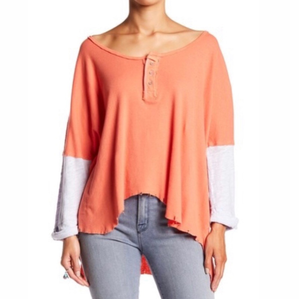Free People | ‘Star’ Distressed Henley Top *NWT*
